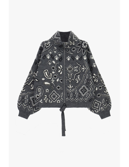 Cardigan zippé à motif jacquard paisley Dixie