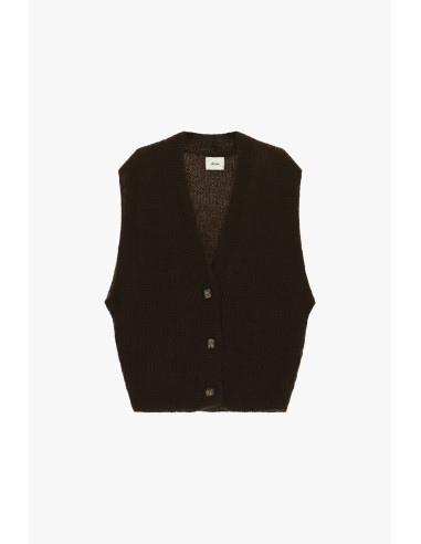 Gilet côtelé à col V et boutons Dixie