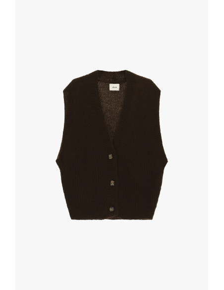 Gilet côtelé à col V et boutons Dixie