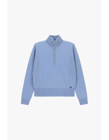 Pull à col rond avec demi-zip et ourlet côtelé Dixie