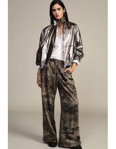 Pantalon palazzo fantaisie à motif paisley, taille avec cordon de serrage Dixie