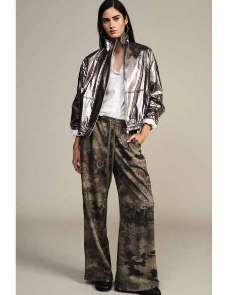 Pantalon palazzo fantaisie à motif paisley, taille avec cordon de serrage Dixie