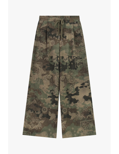 Pantalon palazzo fantaisie à motif paisley, taille avec cordon de serrage Dixie