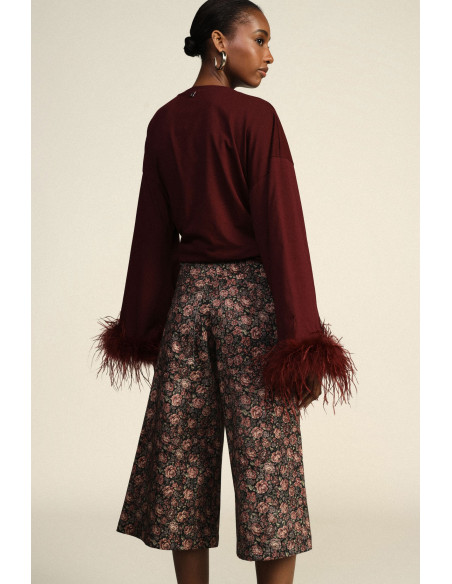 Pantalon palazzo à motif floral fantaisie taille haute Dixie