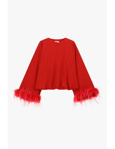 Pull à manches longues avec poignets en plumes Dixie