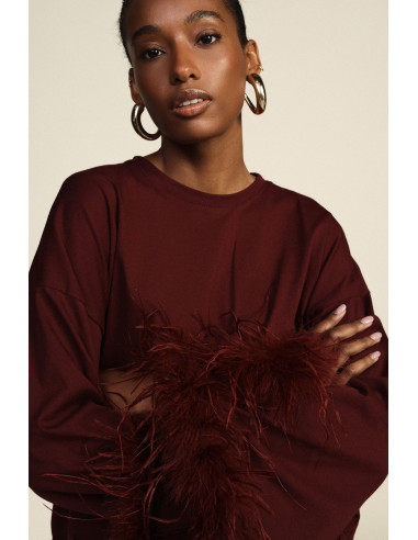 Pull à manches longues avec poignets en plumes Dixie