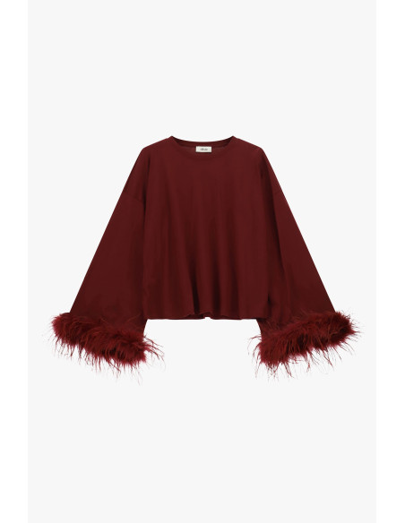 Pull à manches longues avec poignets en plumes Dixie