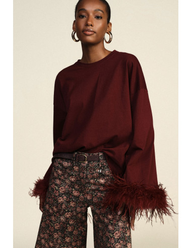 Pull à manches longues avec poignets en plumes Dixie