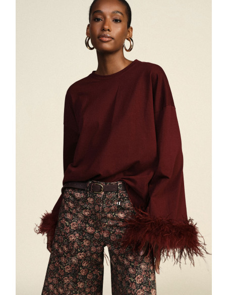 Pull à manches longues avec poignets en plumes Dixie
