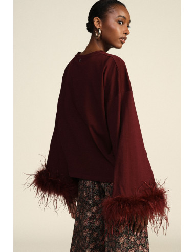 Pull à manches longues avec poignets en plumes Dixie