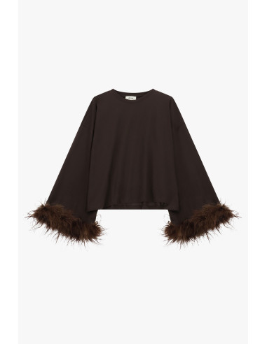Pull à manches longues avec poignets en plumes Dixie