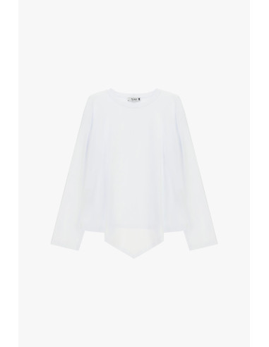 T-shirt à manches longues avec ourlet asymétrique Please