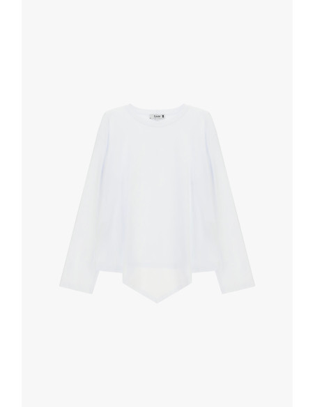 T-shirt à manches longues avec ourlet asymétrique Please