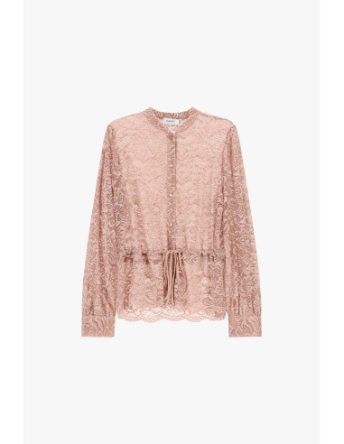 Blouse en dentelle avec cordon de serrage et boutons sur le devant, s'il vous plaît