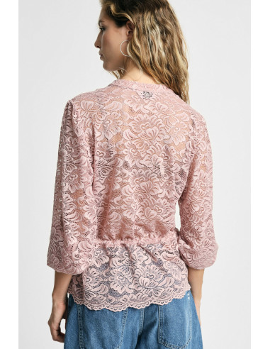 Kanten blouse met trekkoord en knopen aan de voorkant, alstublieft