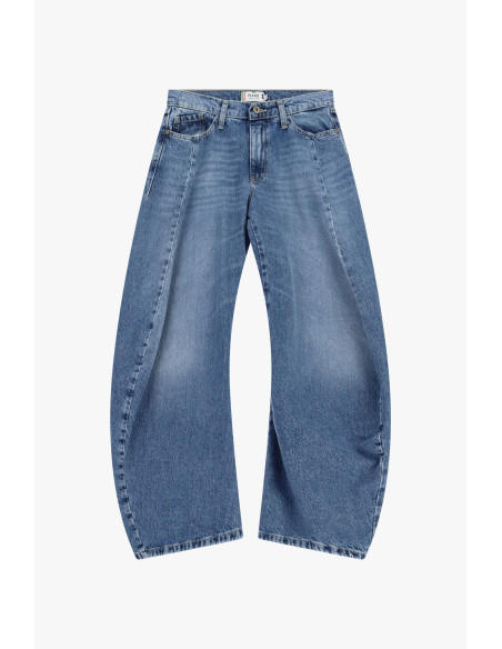 Please tapered jeans met extra wijde pijpen en stiksels