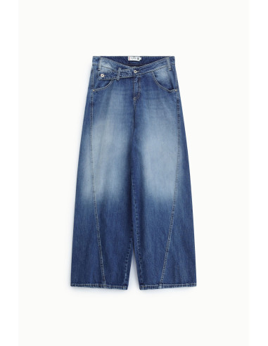 Jean wide leg taille mi-haute effet délavé Please