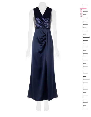 Robe longue avec bustier à paillettes et jupe en satin avec décolleté en V croisé Rinascimento