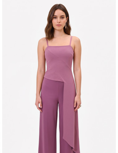 Crop top en crêpe scuba avec longue traîne Rinascimento
