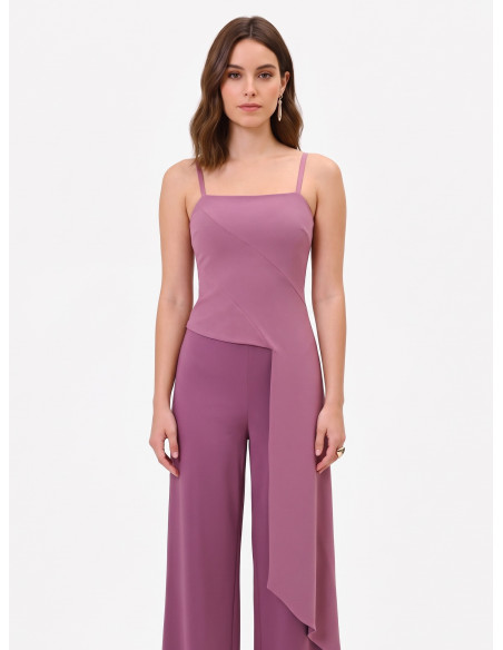 Crop top en crêpe scuba avec longue traîne Rinascimento