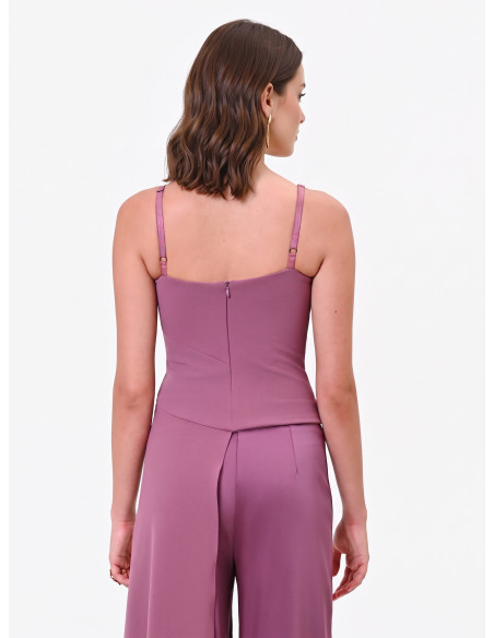 Crop top en crêpe scuba avec longue traîne Rinascimento