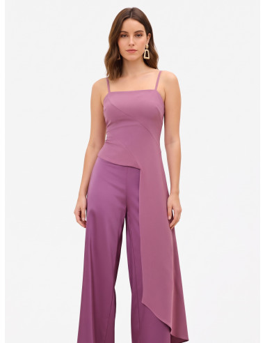 Crop top en crêpe scuba avec longue traîne Rinascimento