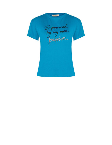 T-shirt regular en coton avec slogan et strass Rinascimento