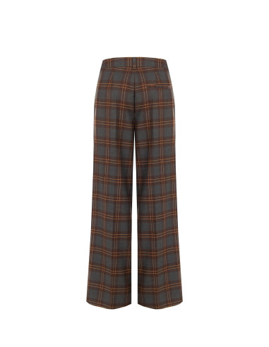 Pantalon palazzo à carreaux en mélange de viscose avec doubles pinces Rinascimento