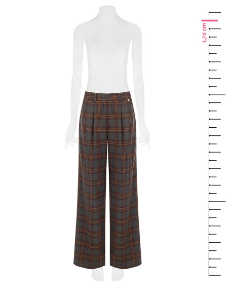 Pantalon palazzo à carreaux en mélange de viscose avec doubles pinces Rinascimento