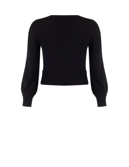 Pull curvy à col V croisé et micro-paillettes Rinascimento Curvy