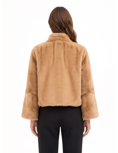 Cropped jas van imitatiebont met ritssluiting Rinascimento