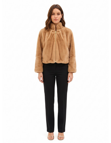 Manteau court en fausse fourrure avec fermeture éclair Rinascimento