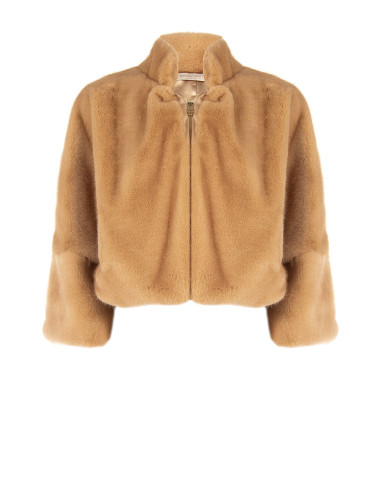 Manteau court en fausse fourrure avec fermeture éclair Rinascimento