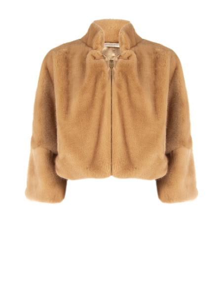 Manteau court en fausse fourrure avec fermeture éclair Rinascimento