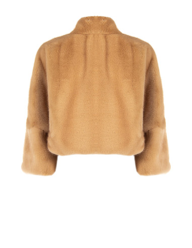 Cropped jas van imitatiebont met ritssluiting Rinascimento