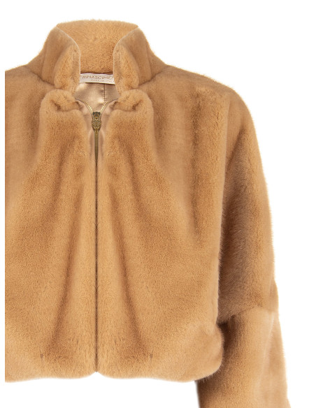 Manteau court en fausse fourrure avec fermeture éclair Rinascimento