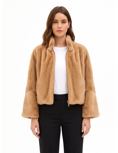Manteau court en fausse fourrure avec fermeture éclair Rinascimento