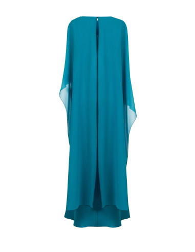 Robe longue fluide en satin structuré avec cape en georgette « Rinascimento »