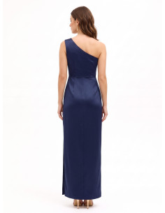 Robe longue en satin structuré avec drapé et fente latérale Rinascimento 2