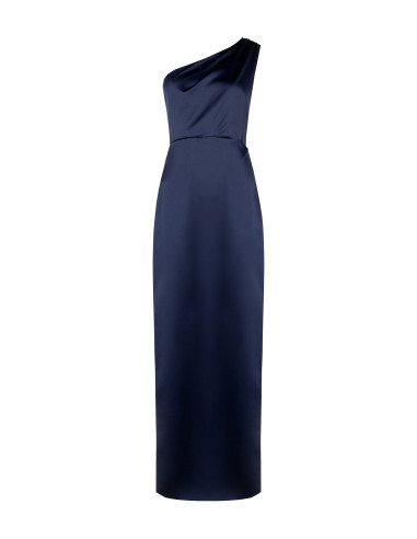 Robe longue en satin structuré avec drapé et fente latérale Rinascimento