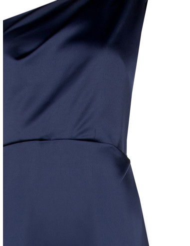 Robe longue en satin structuré avec drapé et fente latérale Rinascimento