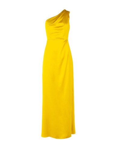 Robe longue en satin structuré avec drapé et fente latérale Rinascimento