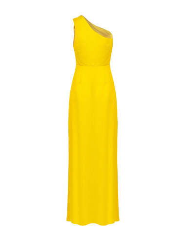 Robe longue en satin structuré avec drapé et fente latérale Rinascimento