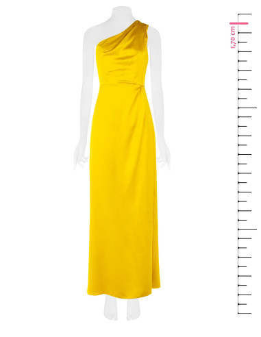 Robe longue en satin structuré avec drapé et fente latérale Rinascimento