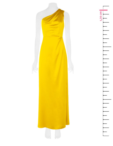 Robe longue en satin structuré avec drapé et fente latérale Rinascimento