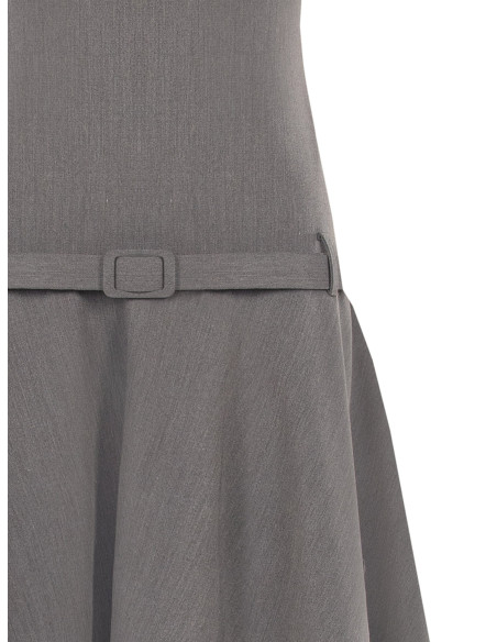 Korte jurk met lage taille van viscosemix en bijpassende stevige riem Rinascimento