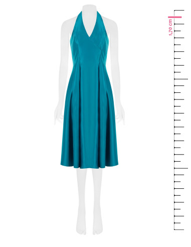 Robe midi en satin duchesse structuré avec poches et décolleté en V croisé Rinascimento