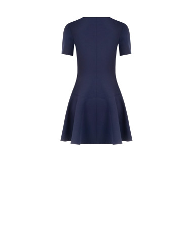 Robe courte taille basse en scuba crêpe avec fermeture éclair et logo Rinascimento
