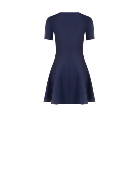 Korte jurk met lage taille van scuba-crêpe met logo-rits Rinascimento