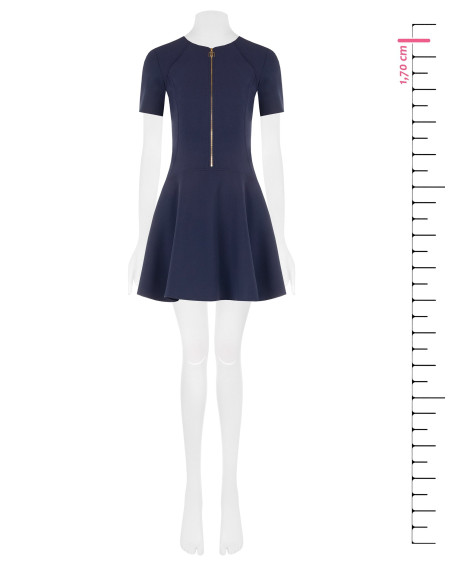 Robe courte taille basse en scuba crêpe avec fermeture éclair et logo Rinascimento
